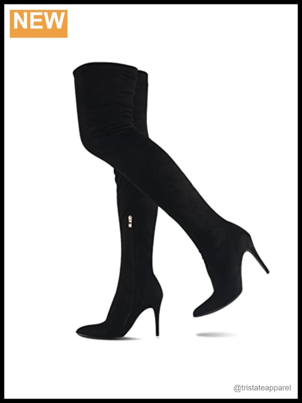 Faux Suede Over the Knee Stiletto Boots Side Zip Pointed Toe 24.5in Shaft
